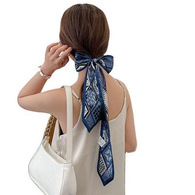 China Silk like Japanese small spring silk women's long ribbon decorative scarf and scarf new pointed angle summer hair band bag binding for sale