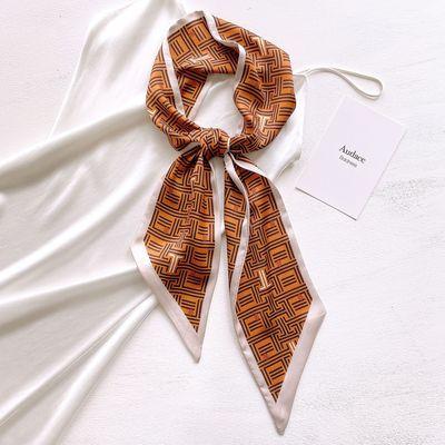 China Silk like summer new simulation spring scarf and satin headband women's long thin silk ribbon soft scarf for sale