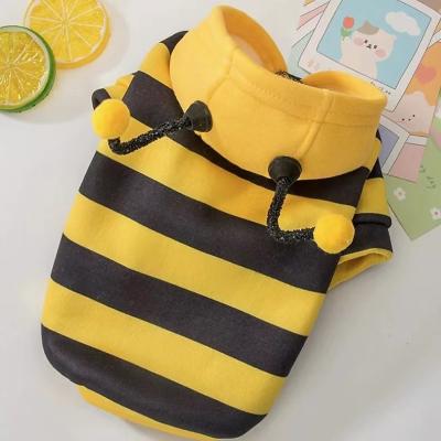 China Fashion Cat Dog Clothes Bee Cosplay Party Pet Stripe Apparel Costume Dog Buccellati Stocked Thin Hoodie for sale