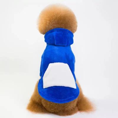 China Wholesale Stocked Dog Clothes Pet Flannel Hoodie Winter Thickened Clothing With Pocket For Small And Medium Dogs for sale