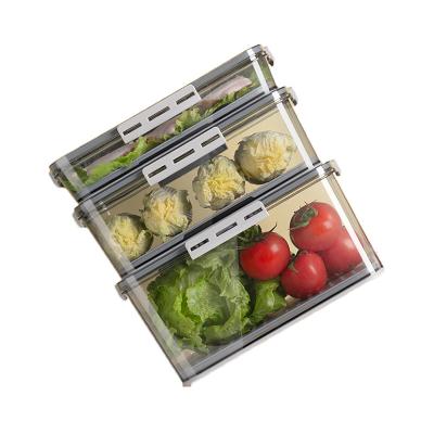 China Fresh Preservation PET Multifunctional Vegetable Fruit Box Drain Basket Fresh Storage Box With Lid Kitchen Storage Box for sale