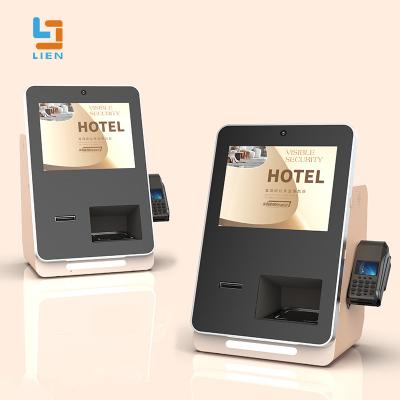 China Hotel Self Service Kiosk With POS Terminal Bracket Camera Receipt Printer Card Dispenser for sale