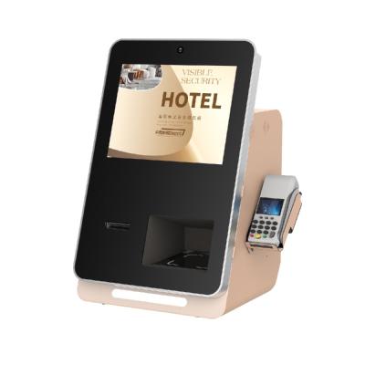 China Tabletop Check In Kiosk With Passport Scanner Key Card Dispenser And Payment Terminal For Hotel Airport Hospital for sale
