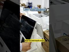 LIEN Cash Register with Dual 15.6 inch Touch Screen NFC Reader Receipt Printer Barcode Scanner