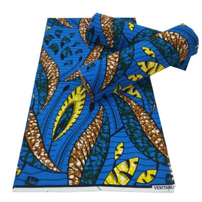 China Wholesale Shrink-Resistant Real African Wax Prints 100% Cotton Fabric Batik Anakara Fabric 6 Yards For Garment for sale