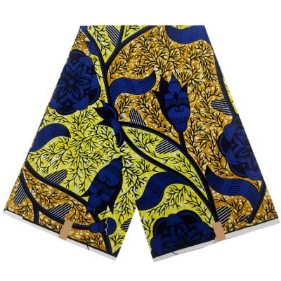 China Wholesale Shrink-Resistant African 100% Wax Fabric UK Cotton Print Fabric 6 yards/PCs For Sewing for sale