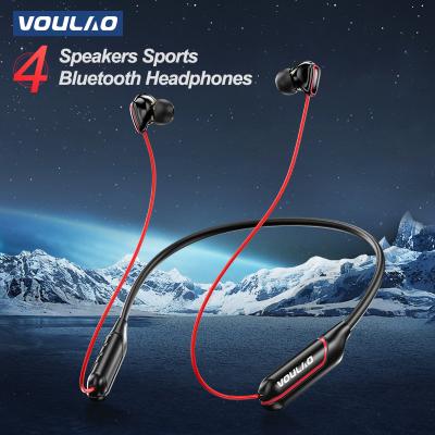 China Sound VOULAO Brand VL8 Perfect Wireless Neckband Earbuds Increased Bass Bluetooth Neckband Headphone Four Speakers Bluetooth Neckband Headphones for sale