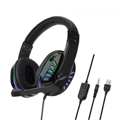 China Perfect Sound Factory Custom Luminous LOGO SY755RGB Gaming Headset Earphone Wired Stereo Noise 4D Microphone Comfortable Gaming Headphones for sale