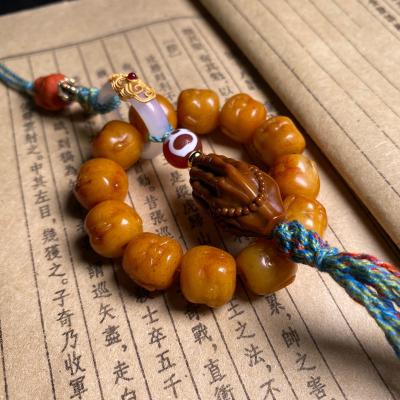 China Ethnic jewelry bracelets for women pulsera hombre bone carving Maitreya Buddha bracelets hand toy pieces car hangers bag hangers gift for sale