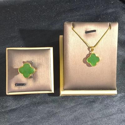 China 1pcs/lot CLASSIC natural jade cross flower necklace ring set green gold elegant and luxurious arrangement gifts high-end exquisite taki for sale