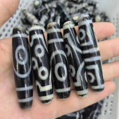 China Weathered Pattern Dzi Stone 1pcs/lot Precious Agate Accessories Jewelry Retro Various Style Natural Black And White Ethnic Patterns for sale