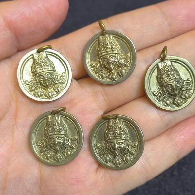 China 10pcs/combo Zakiram Round Dish Pendant Vajra Drumstick Style Pure Brass Ethnic Necklace Accessories Peaceful Taki Amulet Wholesale FASHIONABLE for sale