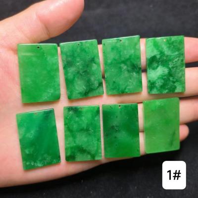 China Full 8pcs/combo green jadeite necklace accessories expensive diy jewelry taki taki wholesale natural square jasper pendant jade cards natural square jasper for sale