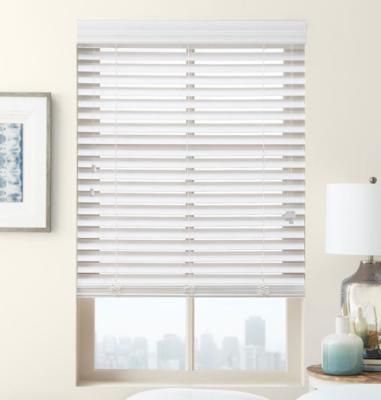 China External White Slat Faux Wood Venetian Blinds Adjusting Lights PVC Shutters for sale