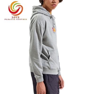 China Anti-wrinkle Men s Casual Pull Over Custom Colored Embroidery Logo Hoodies Gray Color Cotton Fleece Sweatshirt for sale