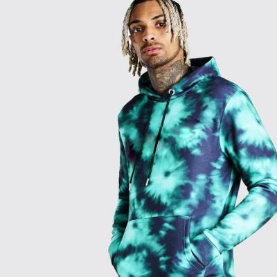 China Fashion Design Tie Dye Casual Hoodie Breathable Long Sleeve Short Set Sweatsuit For Men for sale