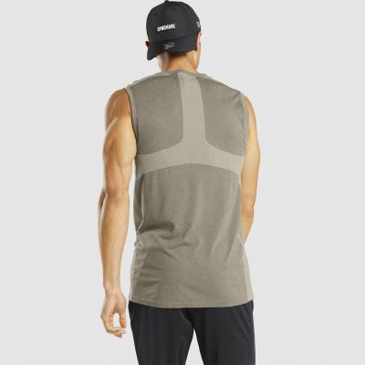 China QUICK DRY Custom Mens Gym Bodybuilding Fitness Brown Ribbed Sleeveless Tank Tops for sale