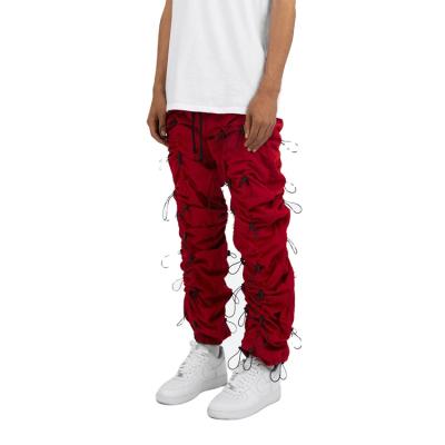 China Anti-Wrinkle Length Adjustable Men Nylon Bungee Crinkle Track Pants Loose Cool Casual Hip Hop Jogger Pants for sale