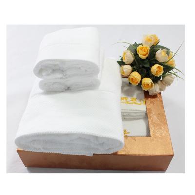 China 100% Cotton Terry Luxury High Quality Thick White Embroidery Customized Logo Brand Gift Towel Sets 100% Cotton Towel Sets for sale