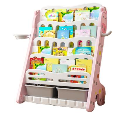 China 2021 New Giraffe Children Kids Environmental Safe Furniture Preschool Plastic Book Display Shelf For Kids And Children for sale