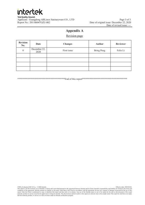 NSF - Ablinox (guangdong) Precision Metal Technology Co., Ltd.