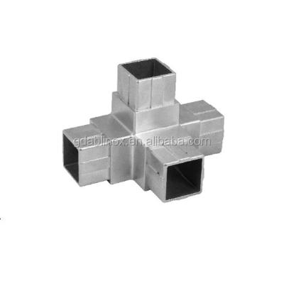 China 304/316 Stainless Steel 4 Way 90 Degree Corner Stainless Steel Flush Joiner Square Pipe Connector for sale