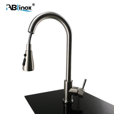 China Hot Sense Faucets ABLinox Faucet 304 Stainless Steel Cold Three Functions Mixers Kitchen Faucet Pull Out for sale