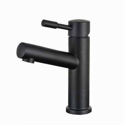 China Lead Free 304 Polished Stainless Steel Basin Mixer Tap Lavatory Mixer Bathroom Faucet Black for sale