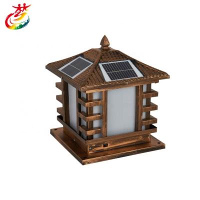 China Outdoor Traditional Solar LED Garden Post Light Square Post Head Aluminum Lamp 1 Yard Light in Black for Garden Yard Pole Pole for sale