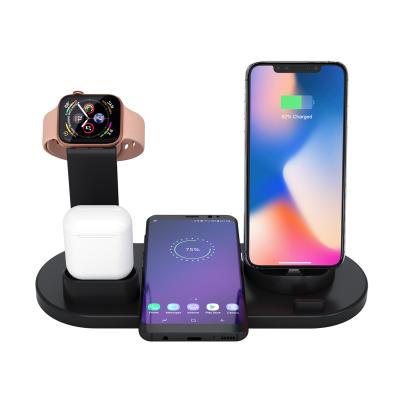 China 10W QI Mobile Phone UD15 Charging Station Multi Function Type-C Lightning Wireless Charging Stand for sale