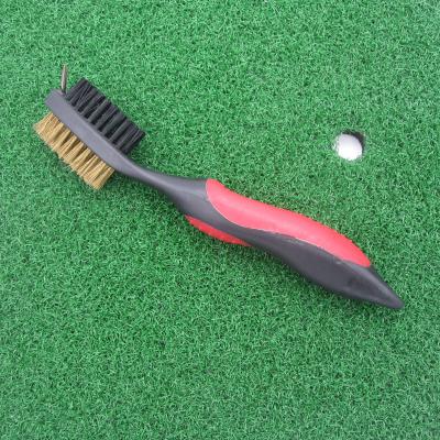 China Customized Logo On Clip 2 Side Golf Club Cleaning Brush With Orchard Spike JBG-13 for sale