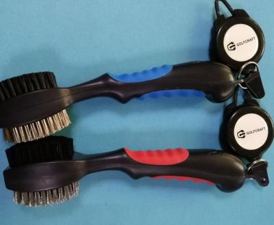 China New Design 2 Golf Club Head Side Cleaning Brush With Retractable Sharpener JBG-123 for sale