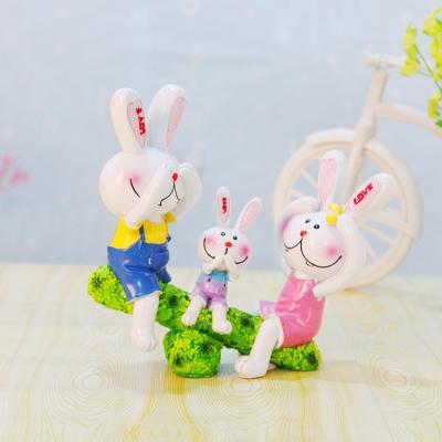 China Home Decoration Glass Vase Hanging Lovely Rabbit Rocker Rabbit Resin Crafts Decoration Children's Room Creative Decorations for sale