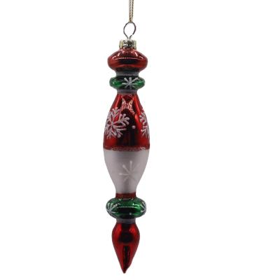 China Chirstmas Decor Custom Handmade Decorative Swollen Red Series Double Tip Ornaments Glass Hanging Decorations for sale