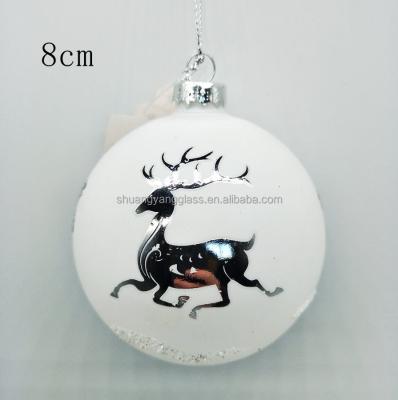 China Popular Christmas Glass Ornaments Glass Ornaments Popular White Christmas Gift Reindeer Christmas Tree Design Gilding Christmas Glass Balls for sale