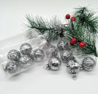 China Hot Selling Transparent Multicolor Christmas Tree Glass Ball Spool Handmade Decoration Snow Pattern Home Craft Decorations for sale