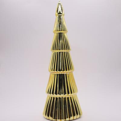 China Customized Wholesale LED Christmas Tree Stage Decoration Glass White Top With Glass Decorations for sale