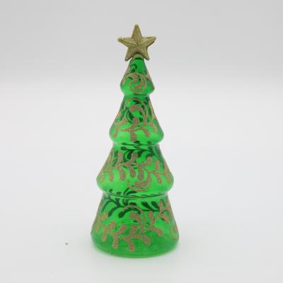 China Christmast Glass Ornament New Christmas Tree Green Christmas Tree Decoration With Gold Star for sale