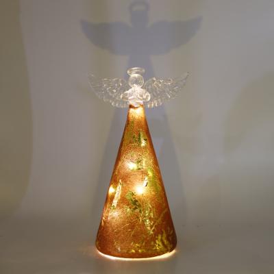 China New Europe Design Christmas Decorations With LED Lights Glass Angels And For Festival Decorations for sale