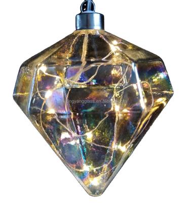 China China Rainbow Color Led Light Clear Glass Diamond Shape With Led Light And Decorations For Christmas for sale