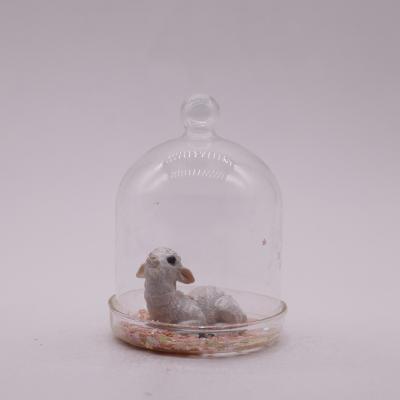 China New Design Factory Wholesale Cute Decorative Mini Greenhouse Supplier Rabbit Dome Easter Glass Decoration for sale