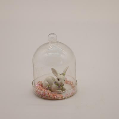 China Supplier Wholesale Cute Decorative Mini Greenhouse Factory Rabbit Dome Easter Glass Decoration for sale