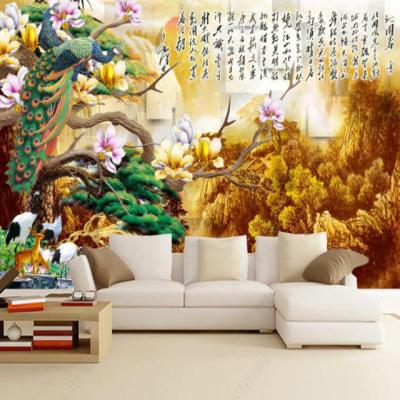 China Modern 5D 8D 18D Customized Printing Silk Wallpaper Elegant Flower Hot Sale -100X144inches for sale