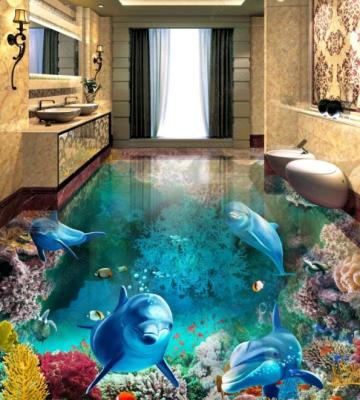 China Modern 3D Floor Aquarium Pattern Epoxy Magic Sticker Great Adhesive For Home Decor for sale