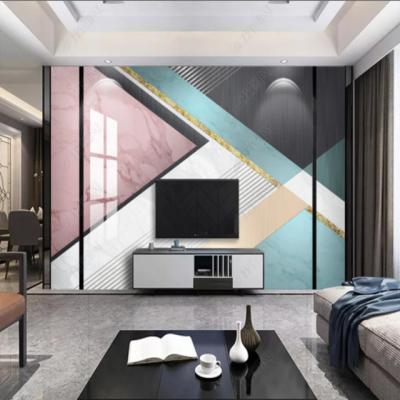 China Modern global hot sale solid geometry 3d 8d 16d style wallpaper for home decoration for sale