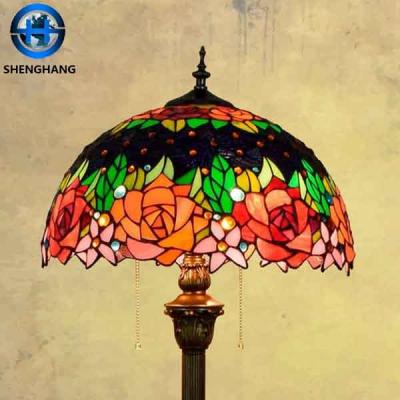 China 2020 European new style Tiffany mosaic tiffany glass floor lamp rose flower pattern shade for sale