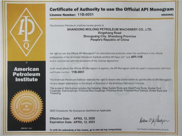 API - Shandong Molong Petroleum Machinery Co., Ltd.