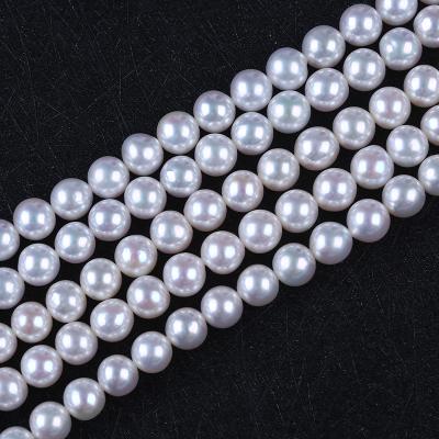 China Pearl 7-7.5mm AAAA Freshwater Grade Natural Freshwater Akoya Chinese Round Shape Beads Strand For Women Jewelry Making for sale