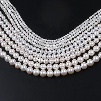 China Wholesale Freshwater Pearl Factory AAA Grade Natural White Round Freshwater Pearl Bead Strand Bracelet Necklace Fashion DIY Jewelry Accessories for sale