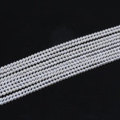 China Factory Wholesale 3-3.5mm Natural White Round Freshwater Pearl Beads Pearl Strand For DIY Jewelry Making for sale